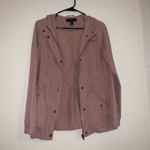 FOREVER 21 PINK LONG UTILITY JACKWT W HOOD